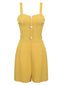 Yellow 1950s Spaghetti Strap Button Romper