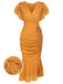 Yellow 1960s Ruffle Lace-up Fishtail Dress