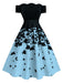 Blue 1950s Off Shoulder Butterfly Dress