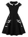 Black 1950s Plus Size Bat Swing Dress
