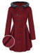 Wine Red 1950s Fur Collar Hooded Coat