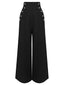 Black 1930s Solid Suspender Pants