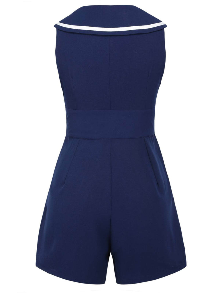 Navy Blue 1950s Sailor Collar Romper