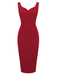 Red 1960s Heart Collar Solid Pencil Dress