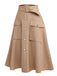 Khaki 1950s Big Pockets Button Skirt