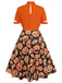 Orange 1950s Halloween Pumpkin Swing Dress