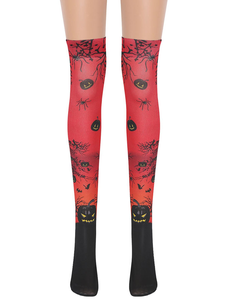 Red 1950s Halloween Thigh-High Socks