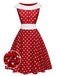 Red 1950s Dots Patchwork Swing Dress