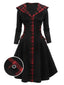 Black 1950s Plaid Hooded Swing Dress