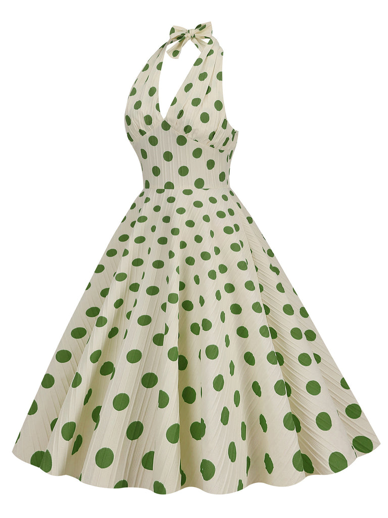 1950s Polka Dot Halter Swing Dress