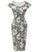 1950s Floral Lapel Single Breasted Pencil Dress