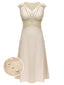 Beige 1930s V-Neck Lace Splicing Dress