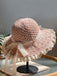 Beige Hand-made Lace Bow Sun Hat