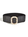 Black Retro Wide Belt With Pearl