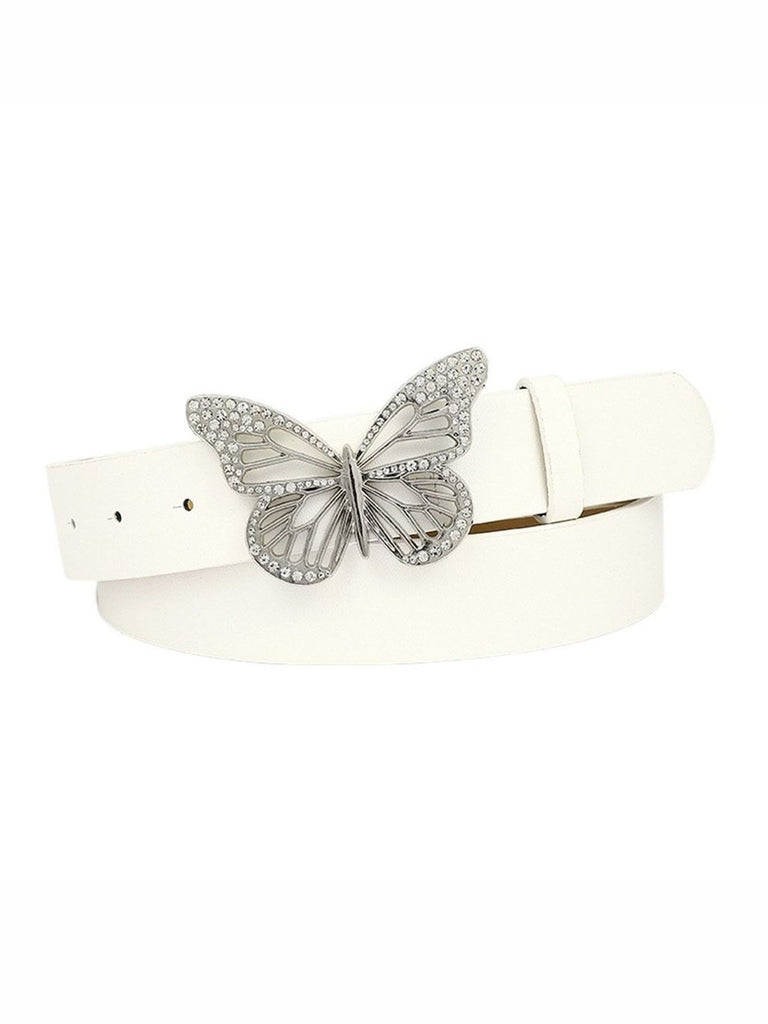 Retro Butterfly Buckle Rhinestones Wide Belt