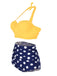 1950s Polka Dot Halter Pleated Bikini