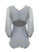 Retro 1940s Gray Puff Sleeve Swimsuit