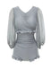 Retro 1940s Gray Puff Sleeve Swimsuit