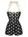 Black 1950s Polka Dots Halter Swimsuit