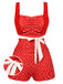 Red 1930s Polka Dot One-piece Swimsuit