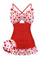 1930s Polka Dot Bowknot Patchwork Swimsuit