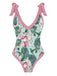 1950s V-Neck Flowers Lacing Swimsuit