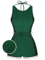 Green 1940s Sleeveless Backless Halter Swimsuit