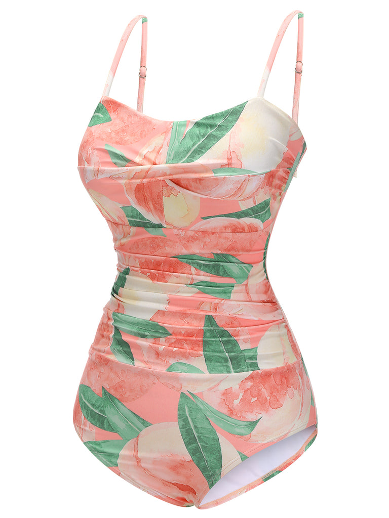 Pink 1950s Peach One-Piece Swimsuit