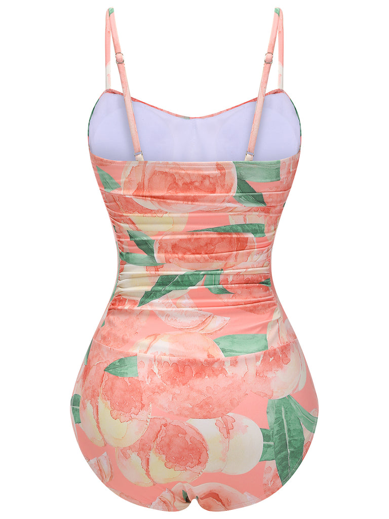 Pink 1950s Peach One-Piece Swimsuit