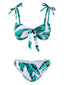 3PCS Green 1960s Strap Chiffon Bikini Set