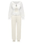 2PCS White 1950s Long Sleeves Pajamas