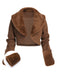 Brown 1950s Retro Fur Collar Bolero Jacket