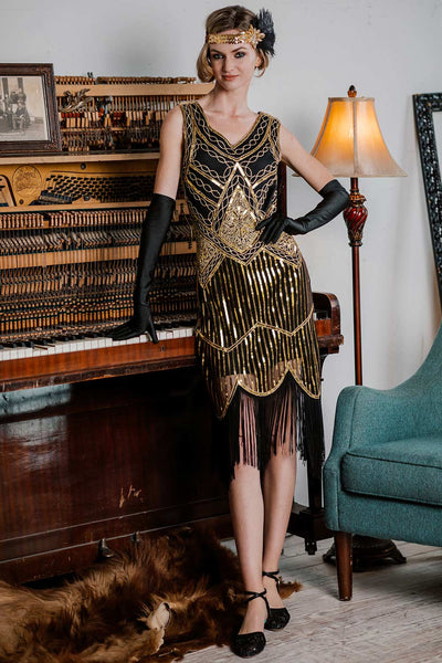 gold sequin swing dress