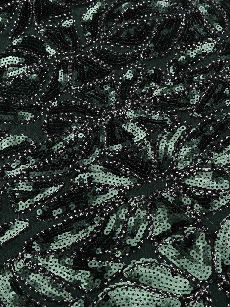 Green 1920s Sequin Maxi Flapper Dress