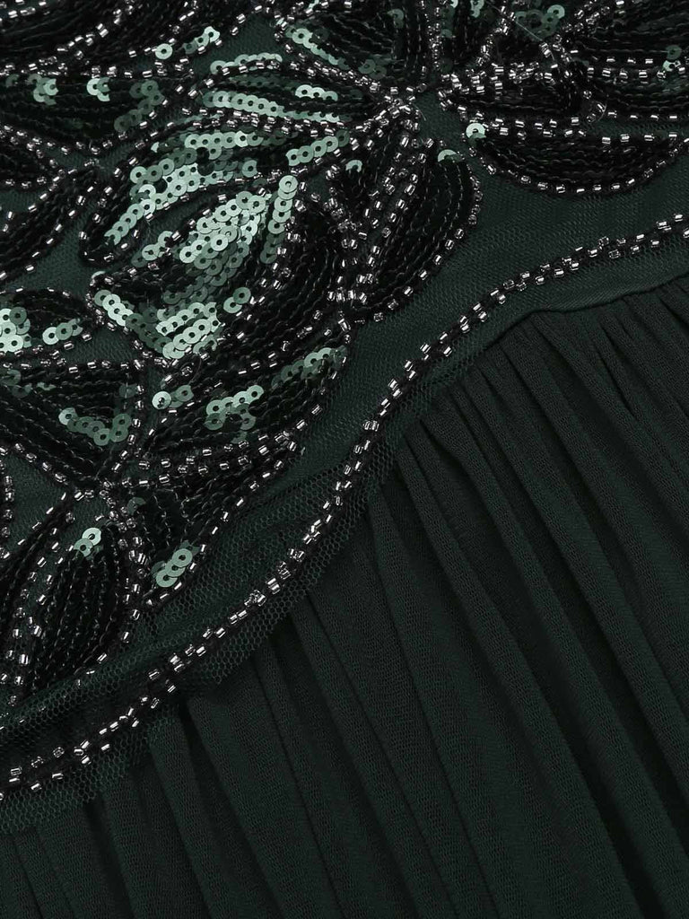 Green 1920s Sequin Maxi Flapper Dress