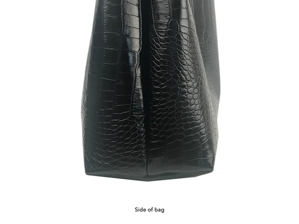 Large Croc Italian Leather Shopper Tote Bag 16 Fringe Swarovski Desi Monolisa