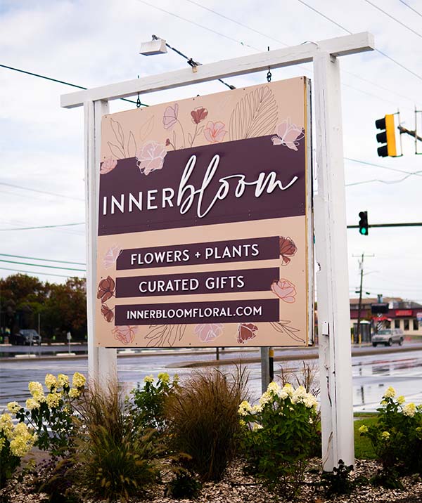 custom aluminum azek sign for innerbloom in ocean city maryland