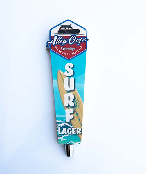 custom wood tap handle made for alley oops in ocean city maryland