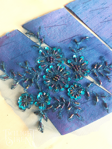 Agata underbust corset waspie purple blue silk Twilight Siren