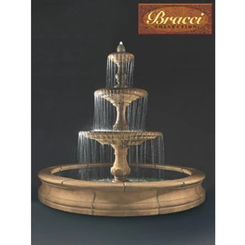 3-Tier Four Seasons Fountain with 12 Foot Bracci Basin
