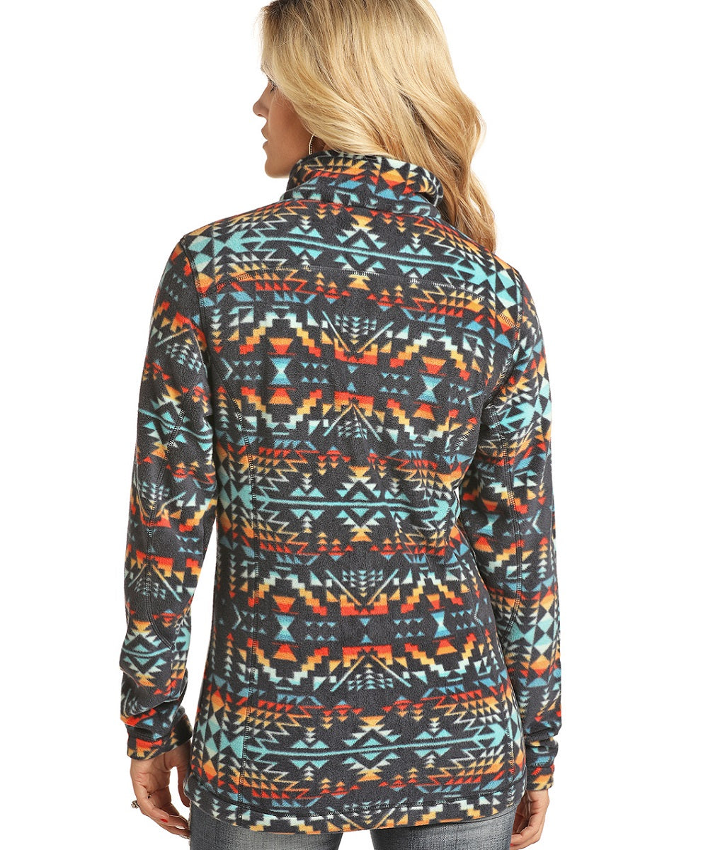 aztec print fleece pullover