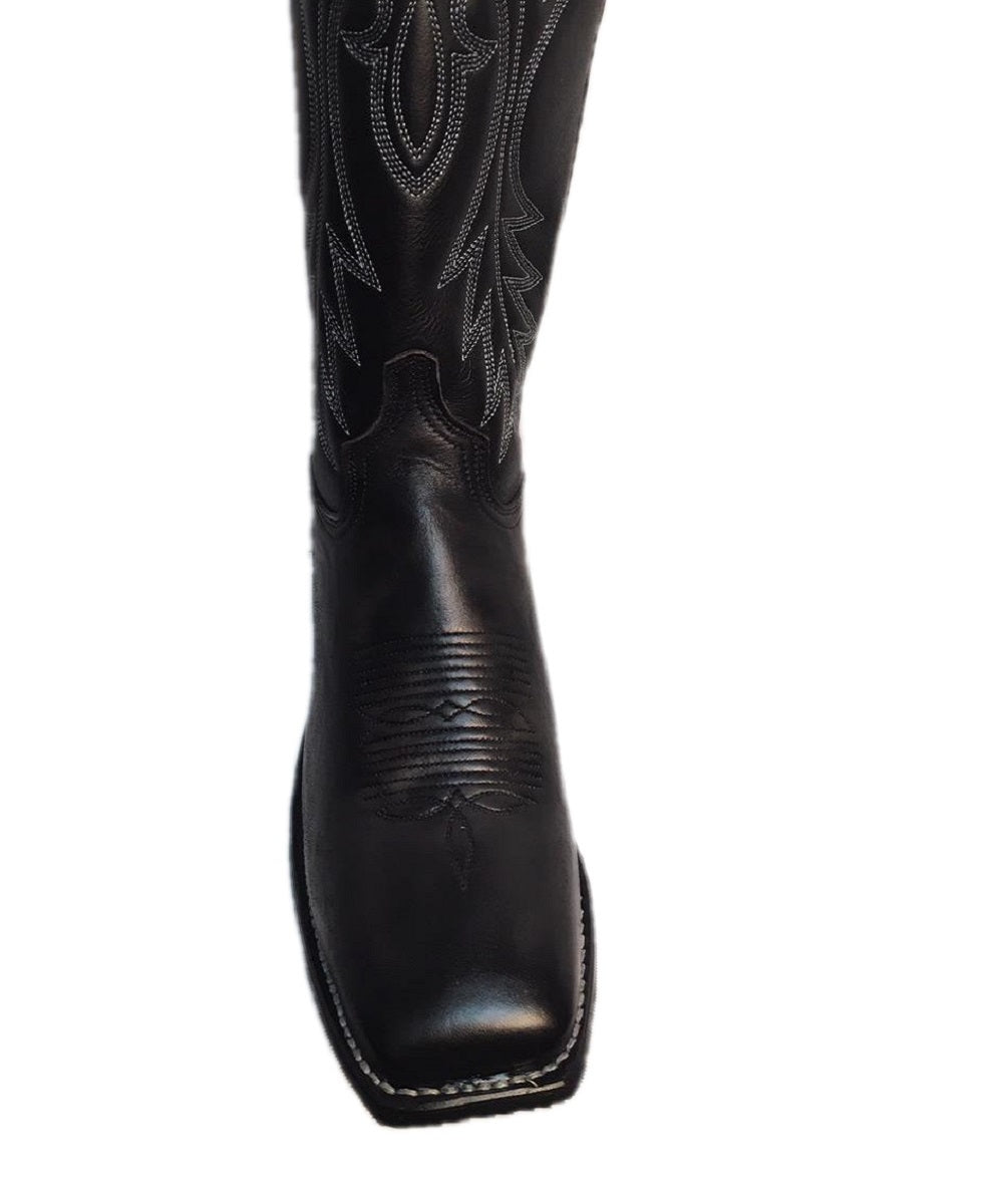 womens black square toe western boots