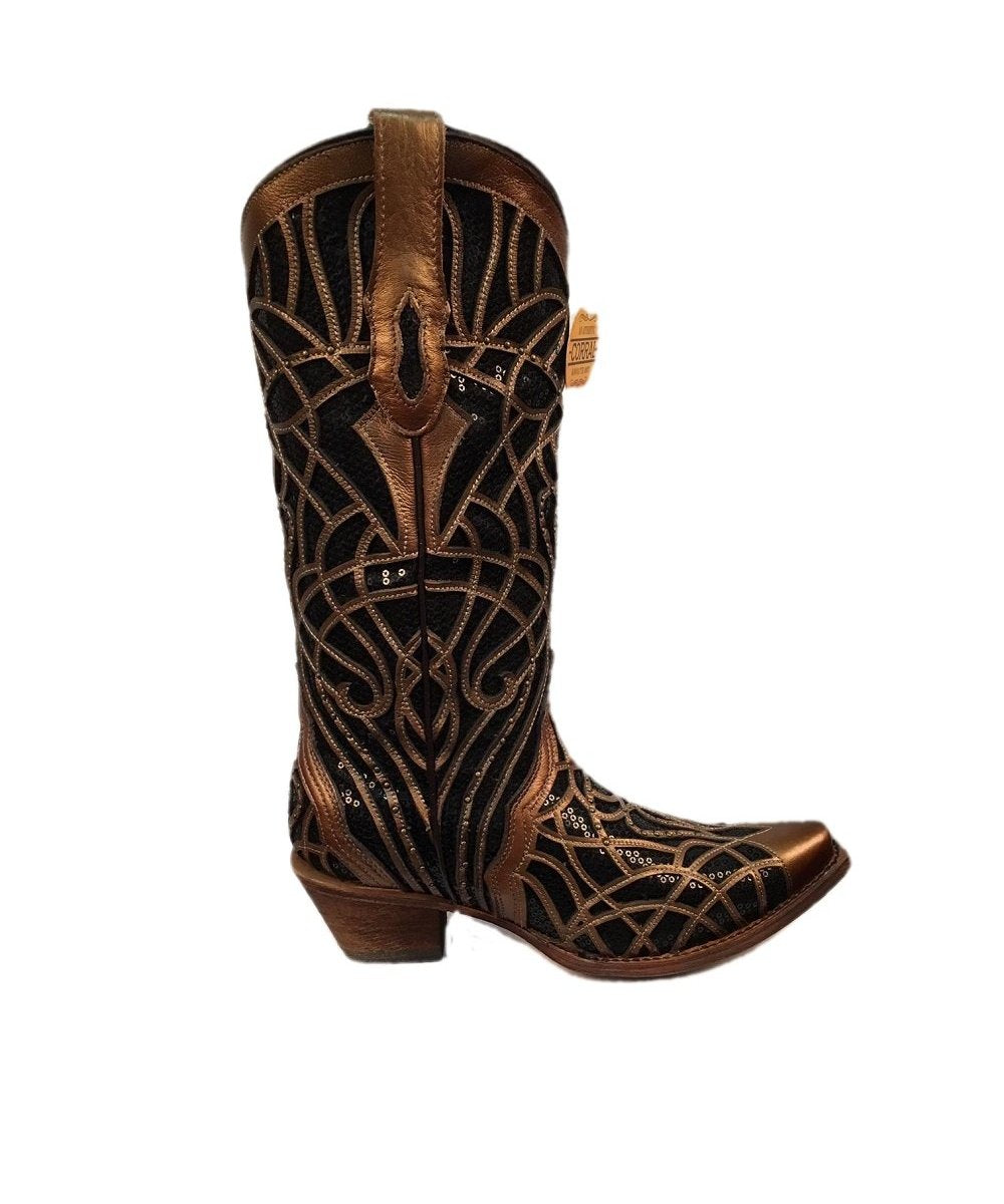 corral women's black glitter inlay boot