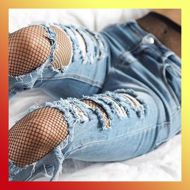 fishnet jean shorts