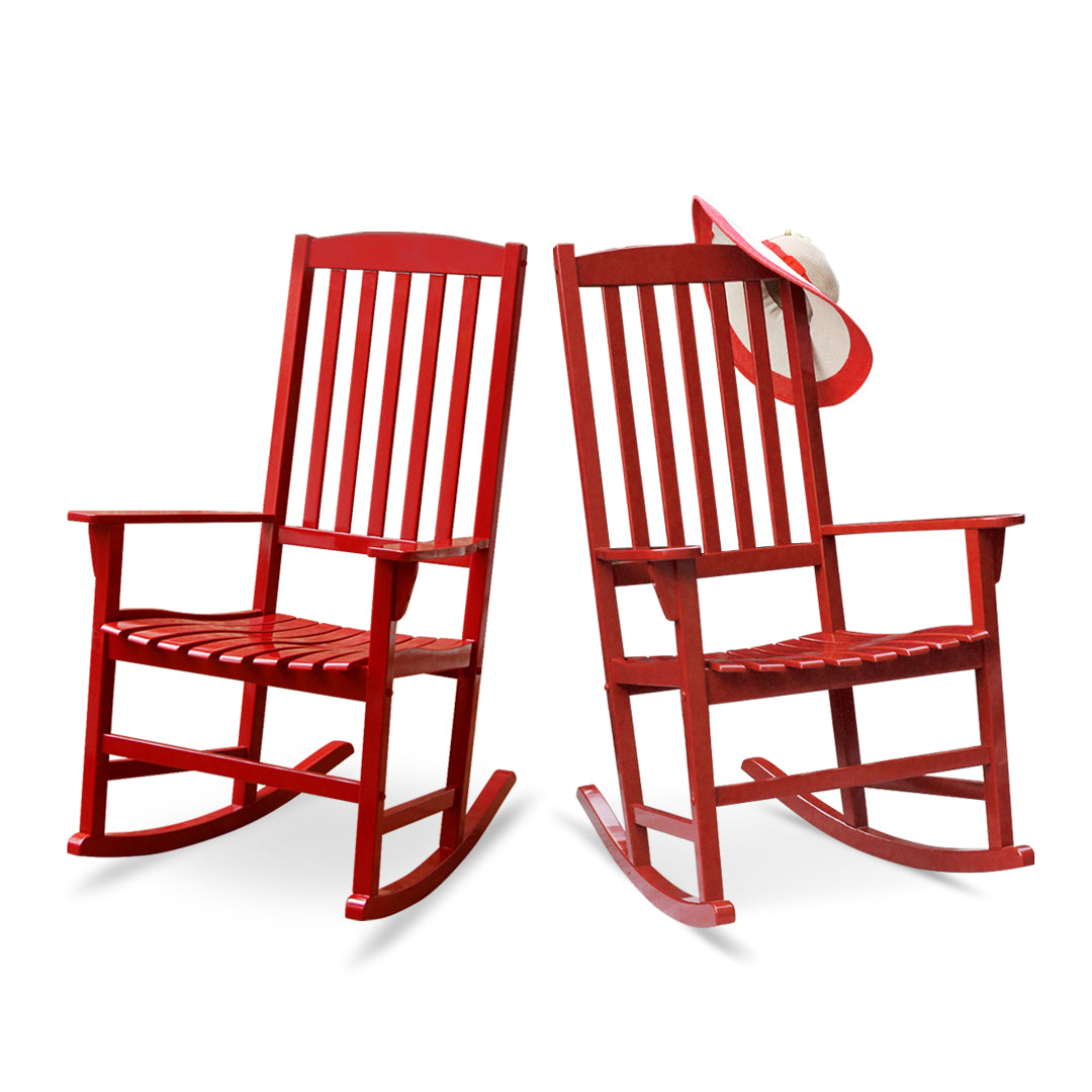 red patio rocking chair