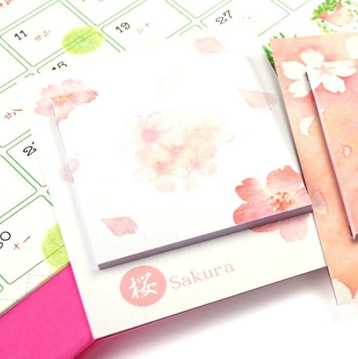 Romantic Sakura Beautiful Flowers Self-Adhesive N Times Memo Pad Sticky Notes