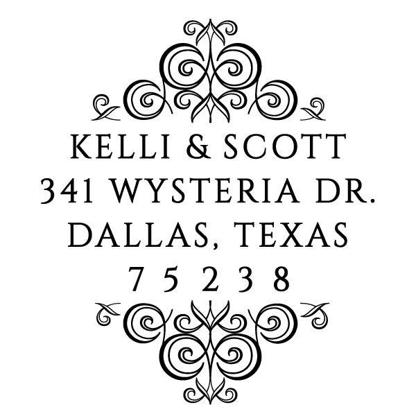 Ornate Return Address Last Name Custom Designer Stamp