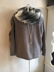 chenille grey jumper and scarf