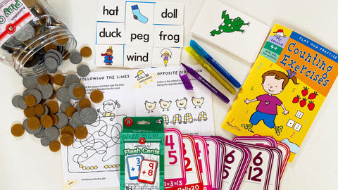 assortment of learning from home materials