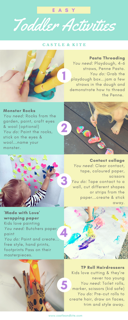 instructions for 5 easy activities for kids